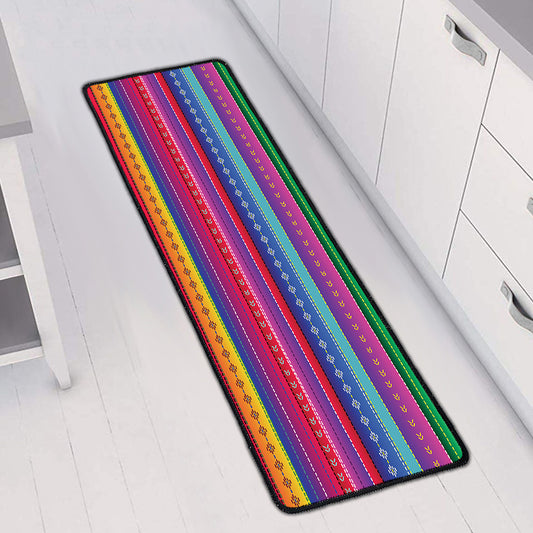 Colorful Mexican Serape Pattern Print Long Kitchen Mat