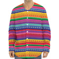 Colorful Mexican Serape Pattern Print Long Sleeve Baseball Jersey