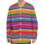 Colorful Mexican Serape Pattern Print Long Sleeve Baseball Jersey