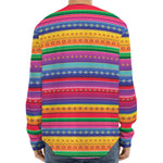 Colorful Mexican Serape Pattern Print Long Sleeve Baseball Jersey