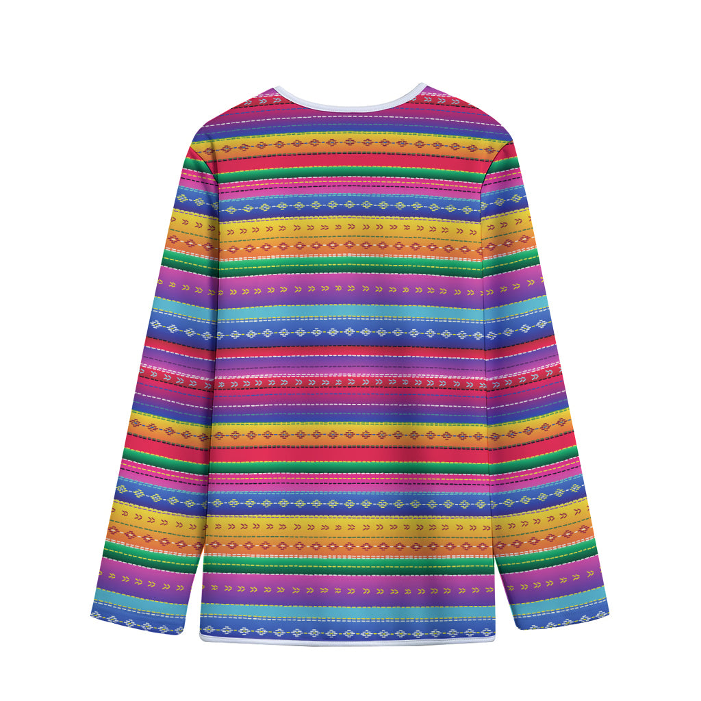 Colorful Mexican Serape Pattern Print Long Sleeve Short Coat