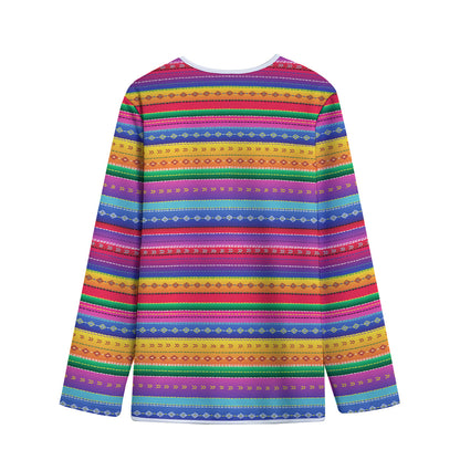Colorful Mexican Serape Pattern Print Long Sleeve Short Coat