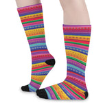 Colorful Mexican Serape Pattern Print Long Socks