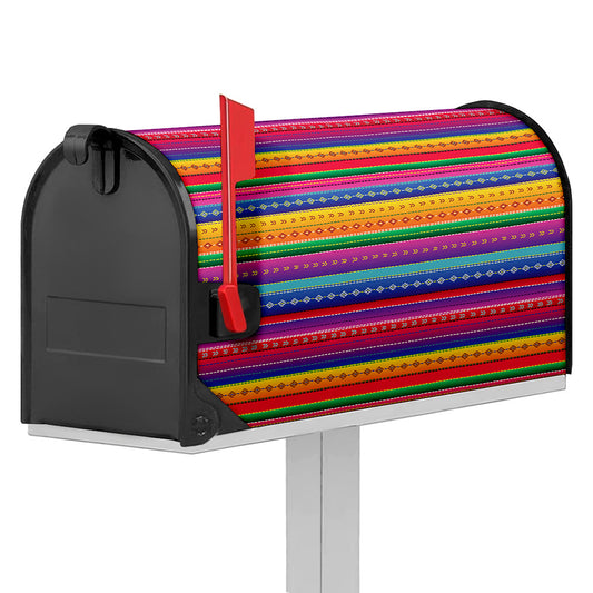 Colorful Mexican Serape Pattern Print Mailbox Cover