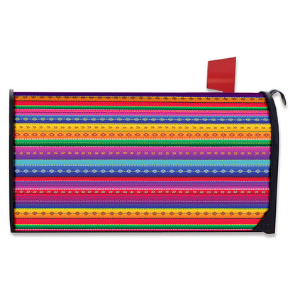 Colorful Mexican Serape Pattern Print Mailbox Cover