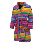 Colorful Mexican Serape Pattern Print Men's Bathrobe