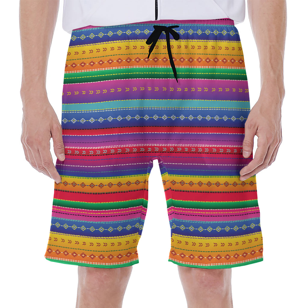 Colorful Mexican Serape Pattern Print Men's Beach Shorts