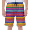 Colorful Mexican Serape Pattern Print Men's Beach Shorts