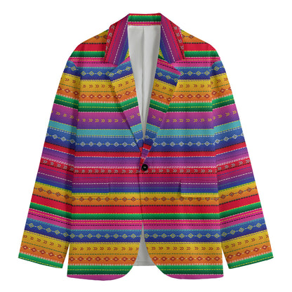 Colorful Mexican Serape Pattern Print Men's Blazer