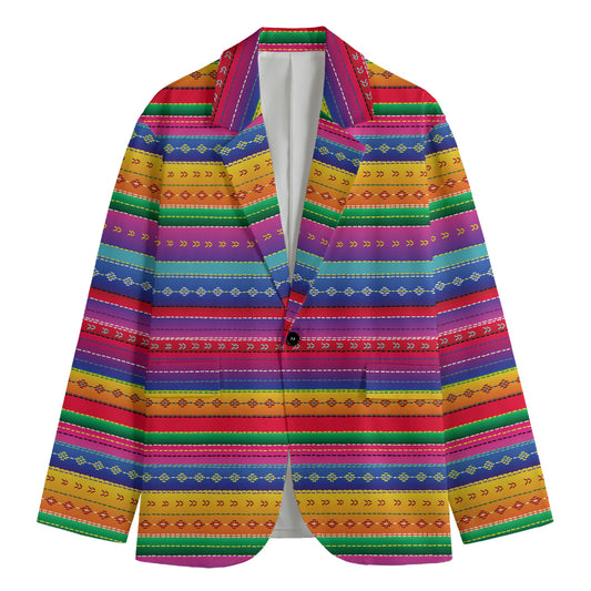 Colorful Mexican Serape Pattern Print Men's Blazer