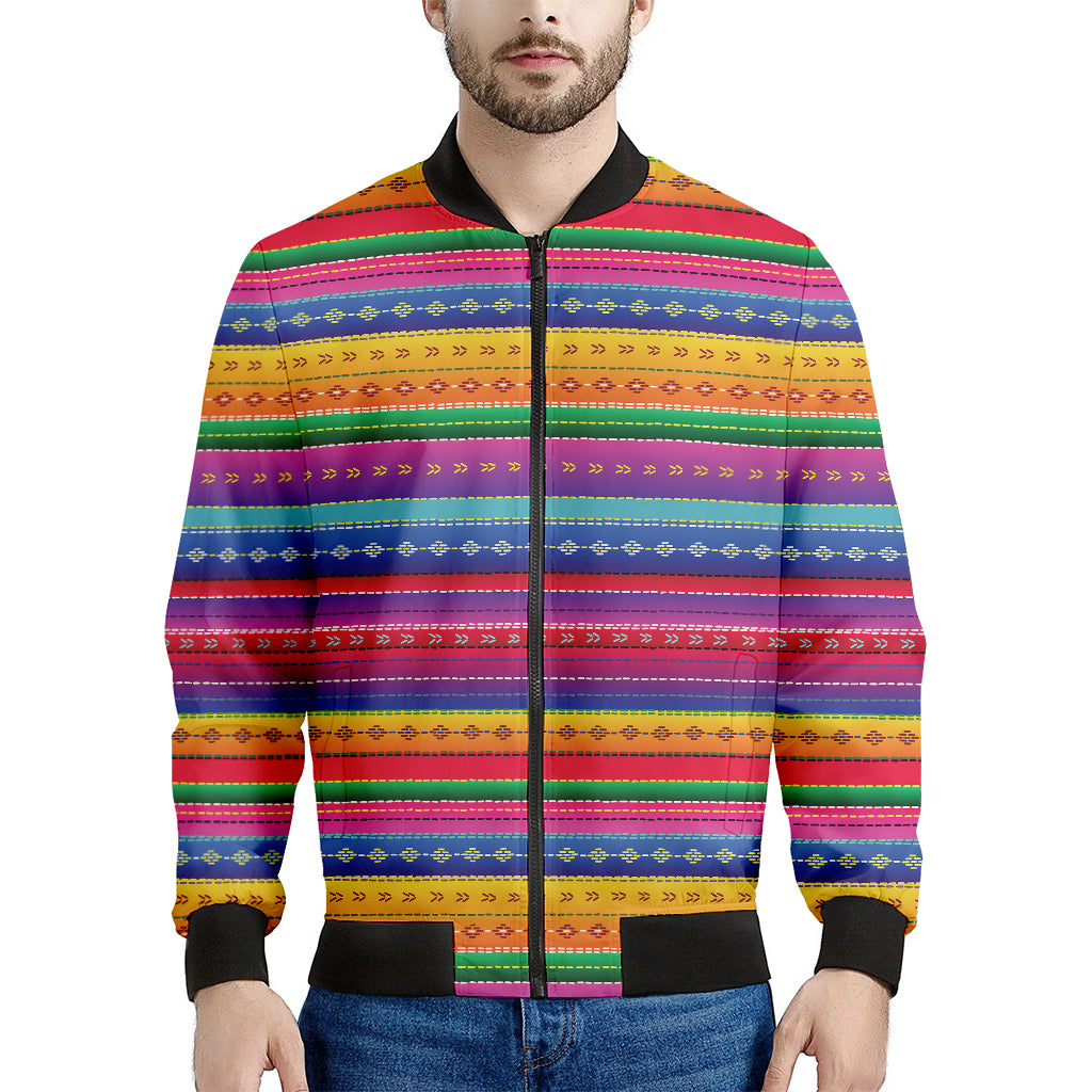 Colorful Mexican Serape Pattern Print Men's Bomber Jacket