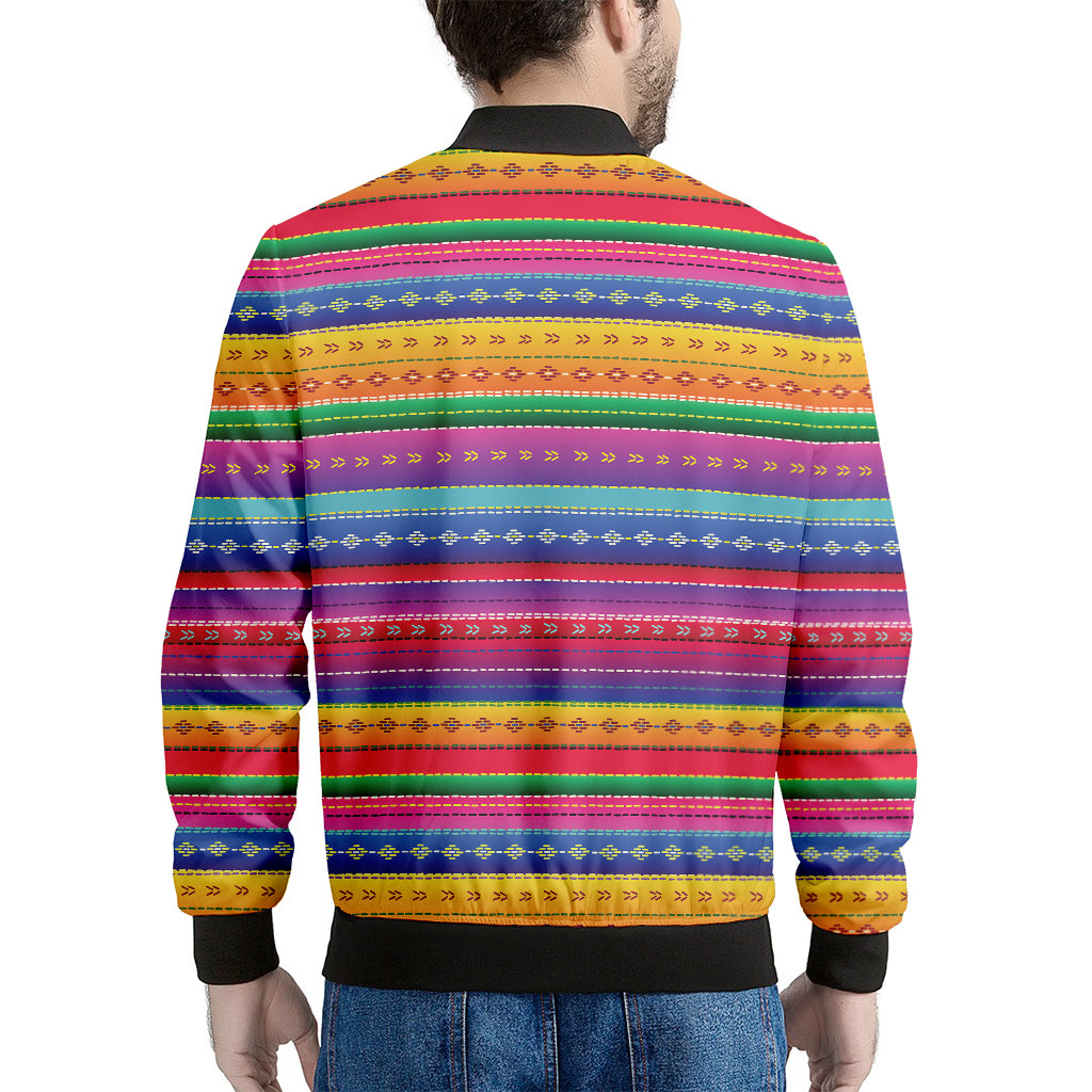 Colorful Mexican Serape Pattern Print Men's Bomber Jacket