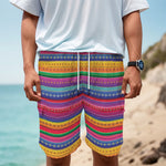 Colorful Mexican Serape Pattern Print Men's Cargo Shorts