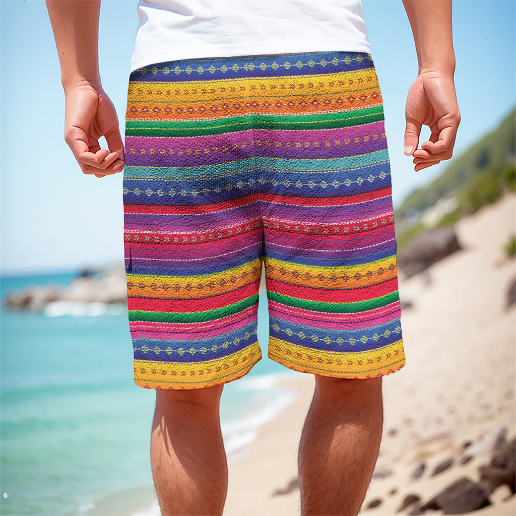 Colorful Mexican Serape Pattern Print Men's Cargo Shorts