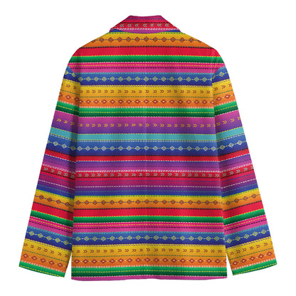 Colorful Mexican Serape Pattern Print Men's Cotton Blazer