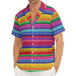 Colorful Mexican Serape Pattern Print Men's Deep V-Neck Shirt