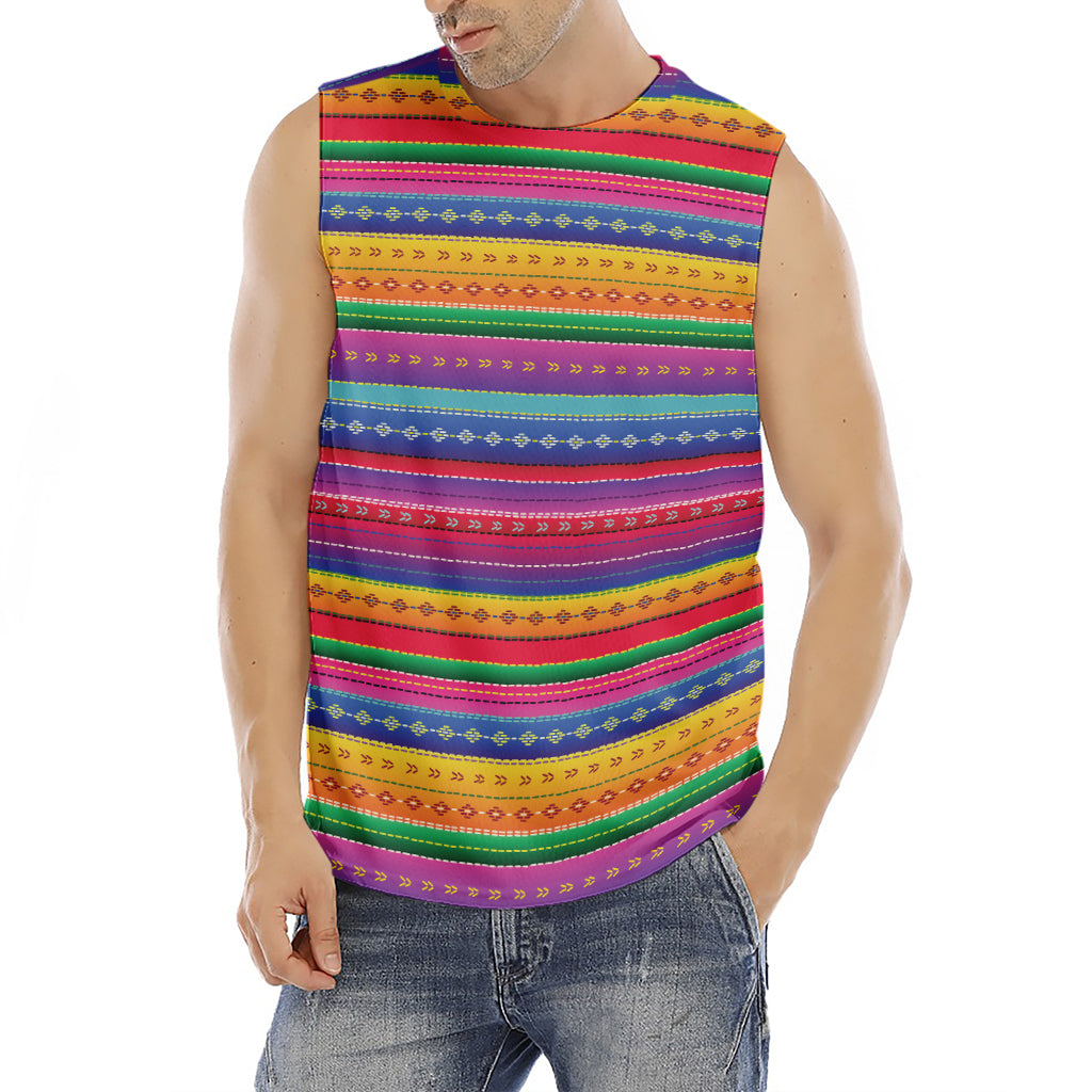 Colorful Mexican Serape Pattern Print Men's Fitness Tank Top