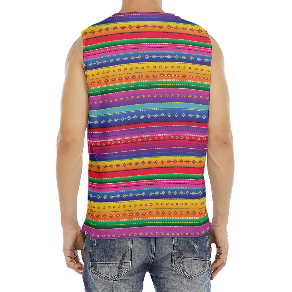 Colorful Mexican Serape Pattern Print Men's Fitness Tank Top