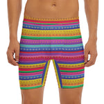 Colorful Mexican Serape Pattern Print Men's Long Boxer Briefs