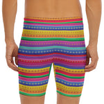 Colorful Mexican Serape Pattern Print Men's Long Boxer Briefs