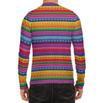 Colorful Mexican Serape Pattern Print Men's Long Sleeve Rash Guard