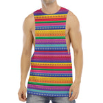 Colorful Mexican Serape Pattern Print Men's Muscle Tank Top