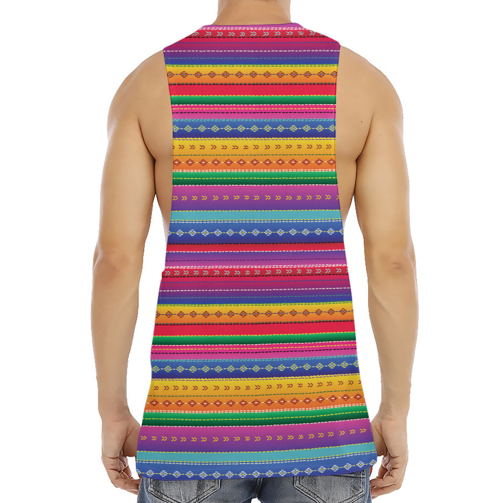 Colorful Mexican Serape Pattern Print Men's Muscle Tank Top