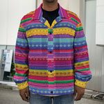 Colorful Mexican Serape Pattern Print Men's Shirt Jacket