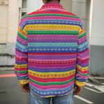Colorful Mexican Serape Pattern Print Men's Shirt Jacket