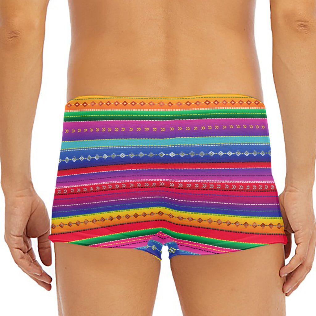 Colorful Mexican Serape Pattern Print Men's Short Boxer Briefs