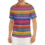 Colorful Mexican Serape Pattern Print Men's Short Sleeve Rash Guard