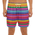 Colorful Mexican Serape Pattern Print Men's Split Running Shorts