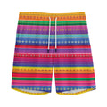 Colorful Mexican Serape Pattern Print Men's Athletic Shorts