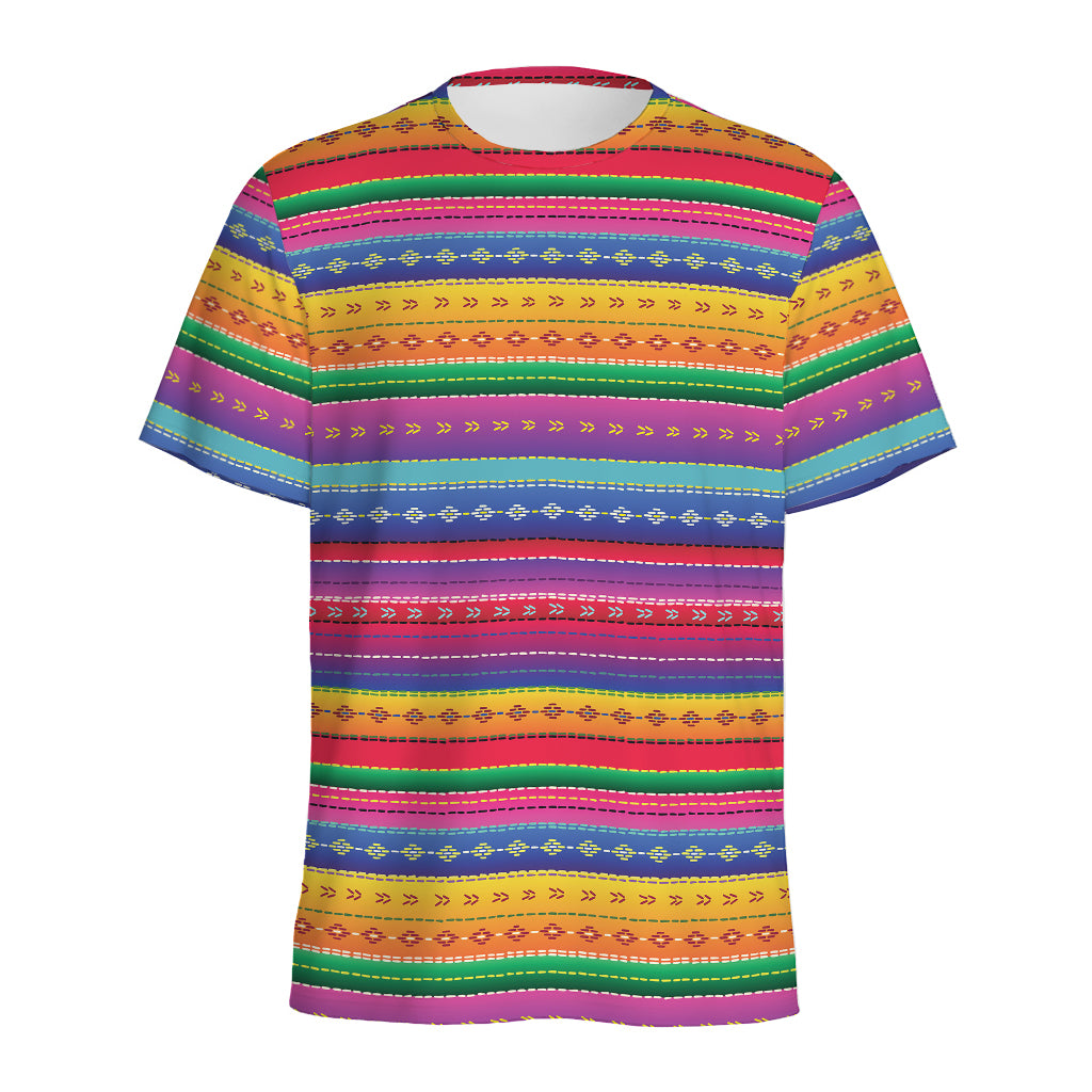 Colorful Mexican Serape Pattern Print Men's Sports T-Shirt