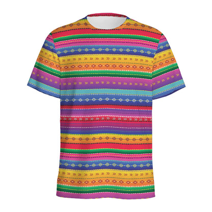 Colorful Mexican Serape Pattern Print Men's Sports T-Shirt