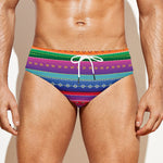 Colorful Mexican Serape Pattern Print Men's Swim Briefs