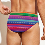 Colorful Mexican Serape Pattern Print Men's Swim Briefs