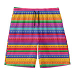 Colorful Mexican Serape Pattern Print Men's Swim Trunks