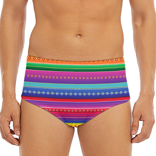 Colorful Mexican Serape Pattern Print Men's Triangle Swim Briefs