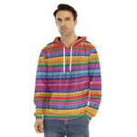 Colorful Mexican Serape Pattern Print Men's Velvet Pullover Hoodie