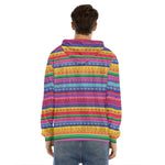 Colorful Mexican Serape Pattern Print Men's Velvet Pullover Hoodie