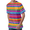 Colorful Mexican Serape Pattern Print Men's Velvet T-Shirt