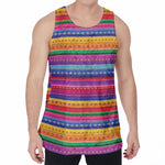 Colorful Mexican Serape Pattern Print Men's Velvet Tank Top