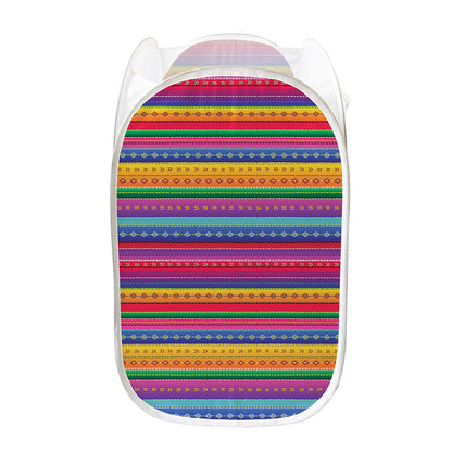 Colorful Mexican Serape Pattern Print Mesh Laundry Hamper