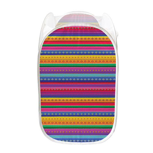 Colorful Mexican Serape Pattern Print Mesh Laundry Hamper