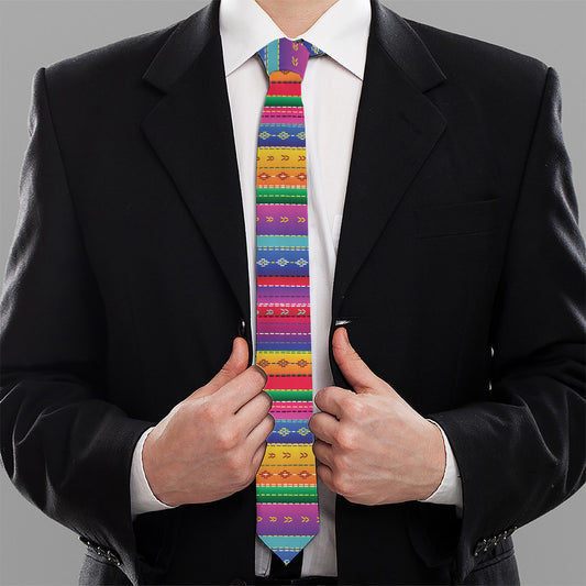 Colorful Mexican Serape Pattern Print Necktie