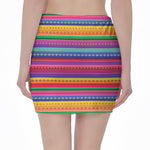 Colorful Mexican Serape Pattern Print Pencil Mini Skirt