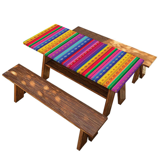 Colorful Mexican Serape Pattern Print Picnic Table Cover