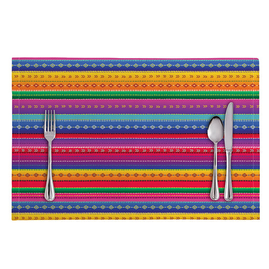 Colorful Mexican Serape Pattern Print Placemat