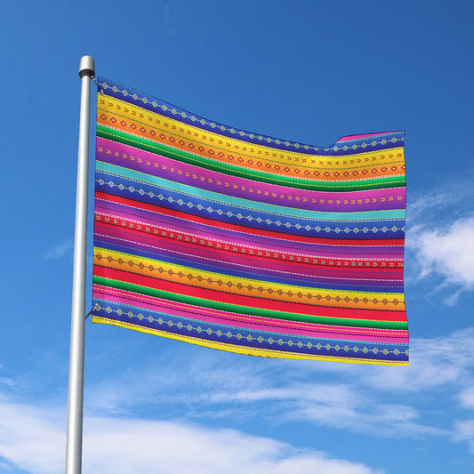 Colorful Mexican Serape Pattern Print Polyester Flag
